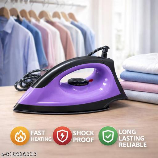 1000W Powerful Electric Dry Iron with Adjustable Temperature Control | Fast Heating Clothes Press, Durable & Lightweight Home Use Iron - Lumae
