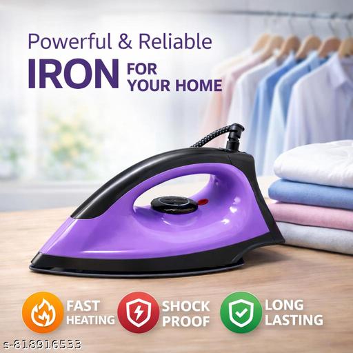 1000W Powerful Electric Dry Iron with Adjustable Temperature Control | Fast Heating Clothes Press, Durable & Lightweight Home Use Iron - Lumae