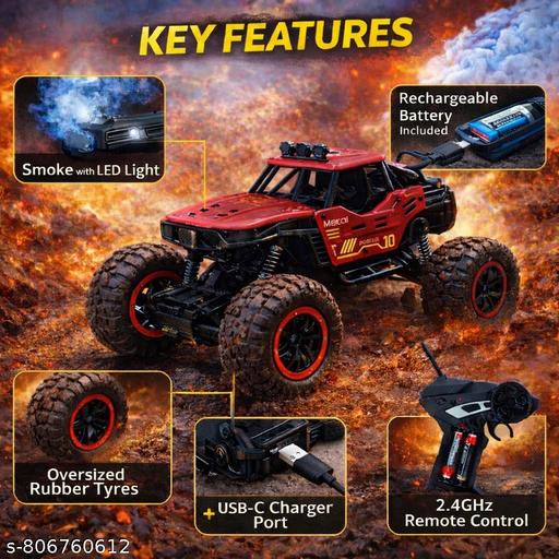 High Speed Metal Climbing RC Car | 4WD Off Road Rock Crawler | Smoke Effect | Rechargeable Battery | Remote Control Car for Kids - Lumae