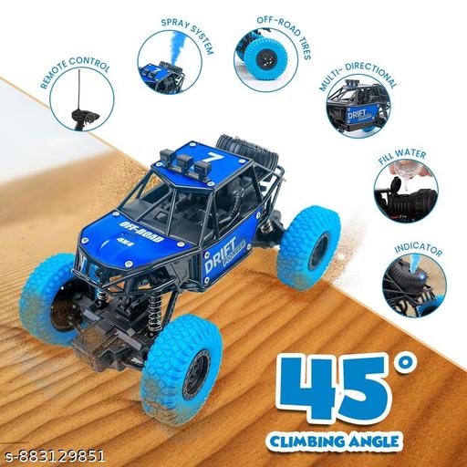 Rechargeable Remote Control Rock Car with smoke | Monster Truck with spray for kids | RC Car 4x4 Off-Road Big Car Toy | High Speed |In-Built Battery | Gift Box Pack - Lumae
