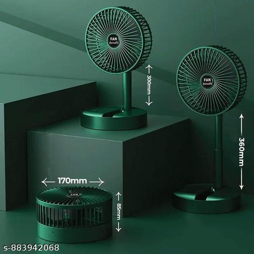 Portable Foldable Rechargeable Table Fan | 180° Adjustable Mini Desk Fan | USB Charging, Silent Operation & Compact Design (Green) - Lumae
