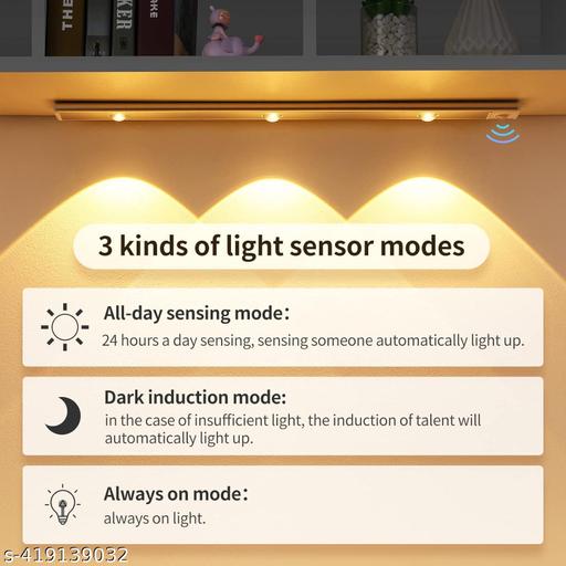 ABFASHION Under Cabinet Lights LED Motion Sensor Indoor, USB Rechargeable ,3 Light Modes Stepless Dimming Hill Light, 6500K Night Light for Closet Cabinet Kitchen Wardrobe (15.74in/40cm) - Lumae