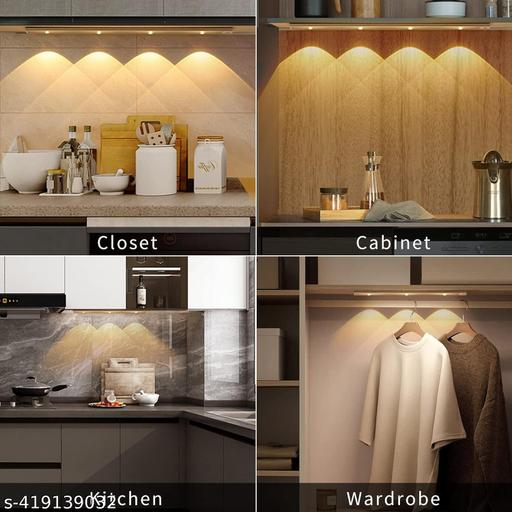 ABFASHION Under Cabinet Lights LED Motion Sensor Indoor, USB Rechargeable ,3 Light Modes Stepless Dimming Hill Light, 6500K Night Light for Closet Cabinet Kitchen Wardrobe (15.74in/40cm) - Lumae