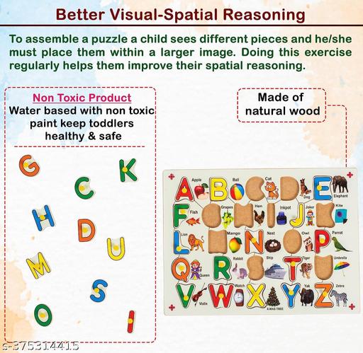 Best Buy Wooden Educational learning A To Z English Alphabets Board Puzzle With Picures - mehrlux