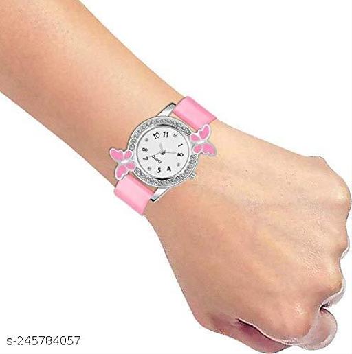 Best Butterfly Multicolor Dial Analogue Stylish Silicon Strap Analoge Girls And Woman Combo Watches BLACK-PINK - Myshopic 