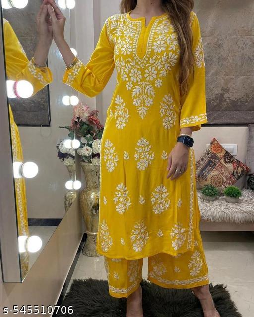 chikanakari wrok kurti and plazoo  - Naira Cart