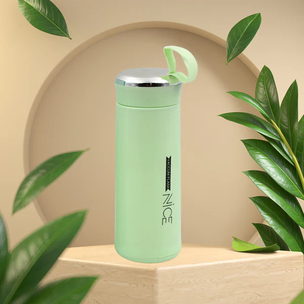 Water Bottle 400ml Leak Proof Glass Water Bottle With Daily Water Intake For Gym And Children Nice Bottle (1 Pc Light Green Color) - Naira Cart