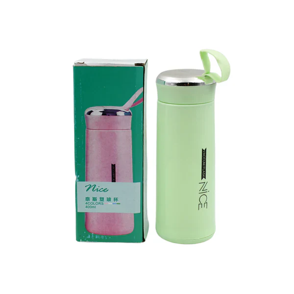Water Bottle 400ml Leak Proof Glass Water Bottle With Daily Water Intake For Gym And Children Nice Bottle (1 Pc Light Green Color) - Naira Cart