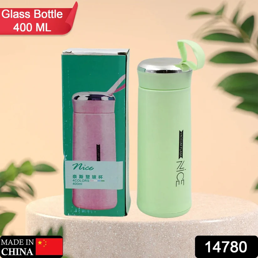 Water Bottle 400ml Leak Proof Glass Water Bottle With Daily Water Intake For Gym And Children Nice Bottle (1 Pc Light Green Color) - Naira Cart