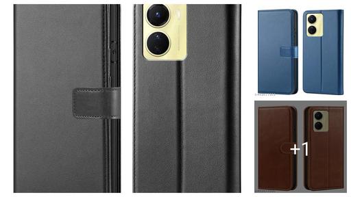 vivo T2x Back Cover Inside TPU with Card Pocket Wallet Stand And Shock Proof Complete Protection Flip Case--BROWN
