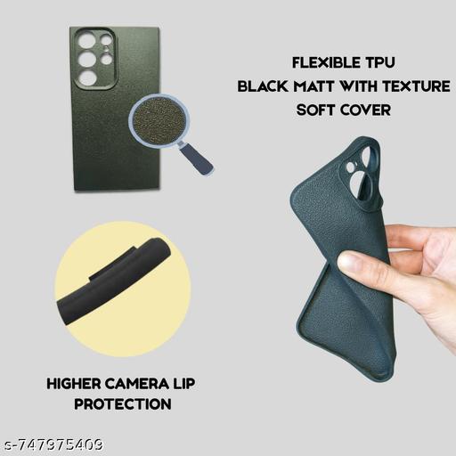 Mobile Back Cover Case Compatible For Samsung Galaxy S24Ultra (Textured Grip Design & Silicone Case | Camera Protection | Slim and Light Weight | Soft Touch and Feel | Black) - NexaMob