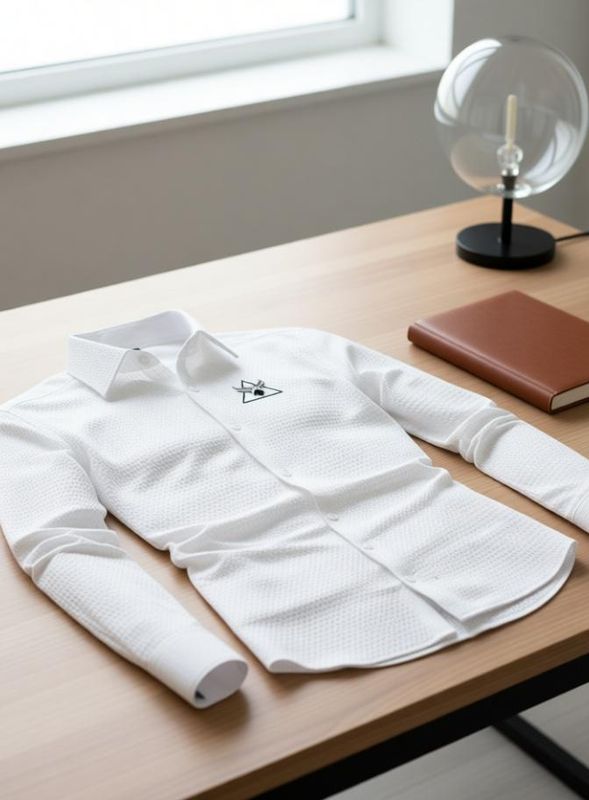 Marmic fab men self design casual white shirt - Pathoos 