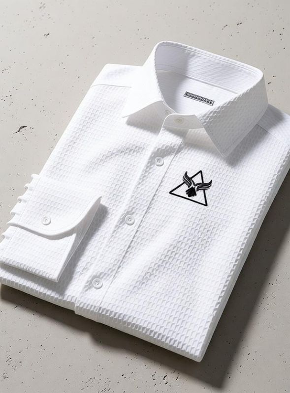 Marmic fab men self design casual white shirt - Pathoos 
