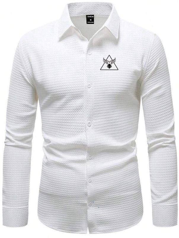 Marmic fab men self design casual white shirt - Pathoos 