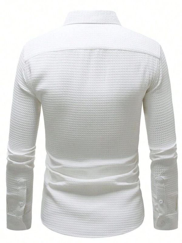 Marmic fab men self design casual white shirt - Pathoos 