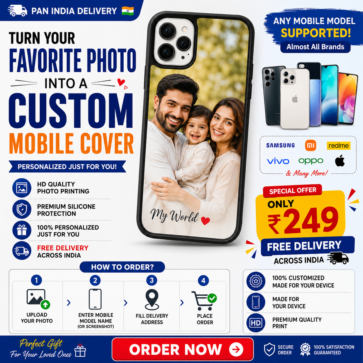 Customized Personalized Photo Printed Mobile Back Cover For Mostly (All Modal) - Pathoos 