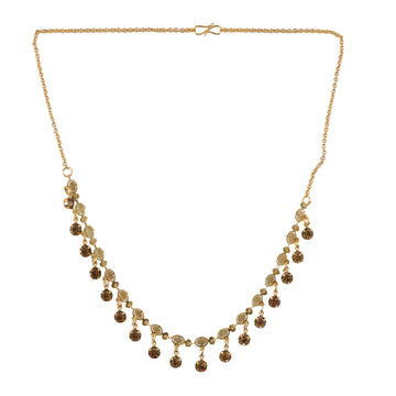 Gold Tone Beaded Drop Necklace with Elegant Fringe Design - ShaZi Collections