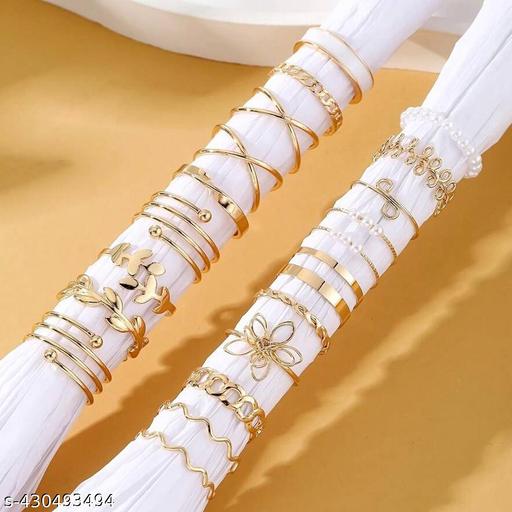 Anniversary Gift From Jewels Galaxy Gold Plated Set of 21 Stackable Rings - ShaZi Collections