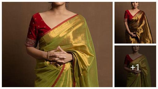 Woven Handloom 100% Pure Raga Tissue Cotton Saree