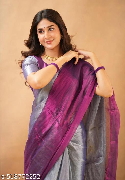 Woven Handloom 100 % Pure Hap Hap Tissue Cotton Saree - The Auric Edit