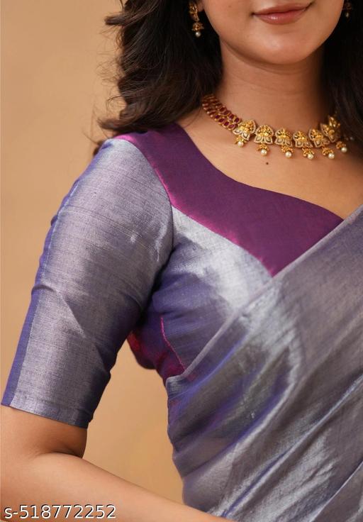 Woven Handloom 100 % Pure Hap Hap Tissue Cotton Saree - The Auric Edit