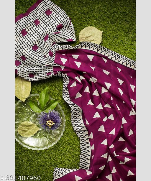 Jaipuri Hand Block Printed Soft Cotton Mulmul Saree ,latest cotton mulmul saree,Sanganeri Cotton Malmal Saree, Bagru Cotton Saree, Batic / Batik Print Cotton saree In Super Fine 92*80 Fabric Quality With Attached Blouse Piece for Woman - The Auric Edit