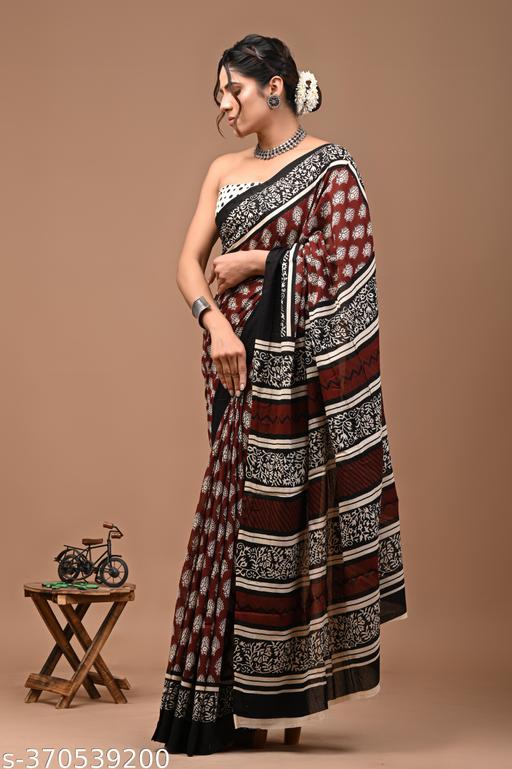 FANCY COTTON MULMUL SAREE WITH BLOUSE - The Auric Edit