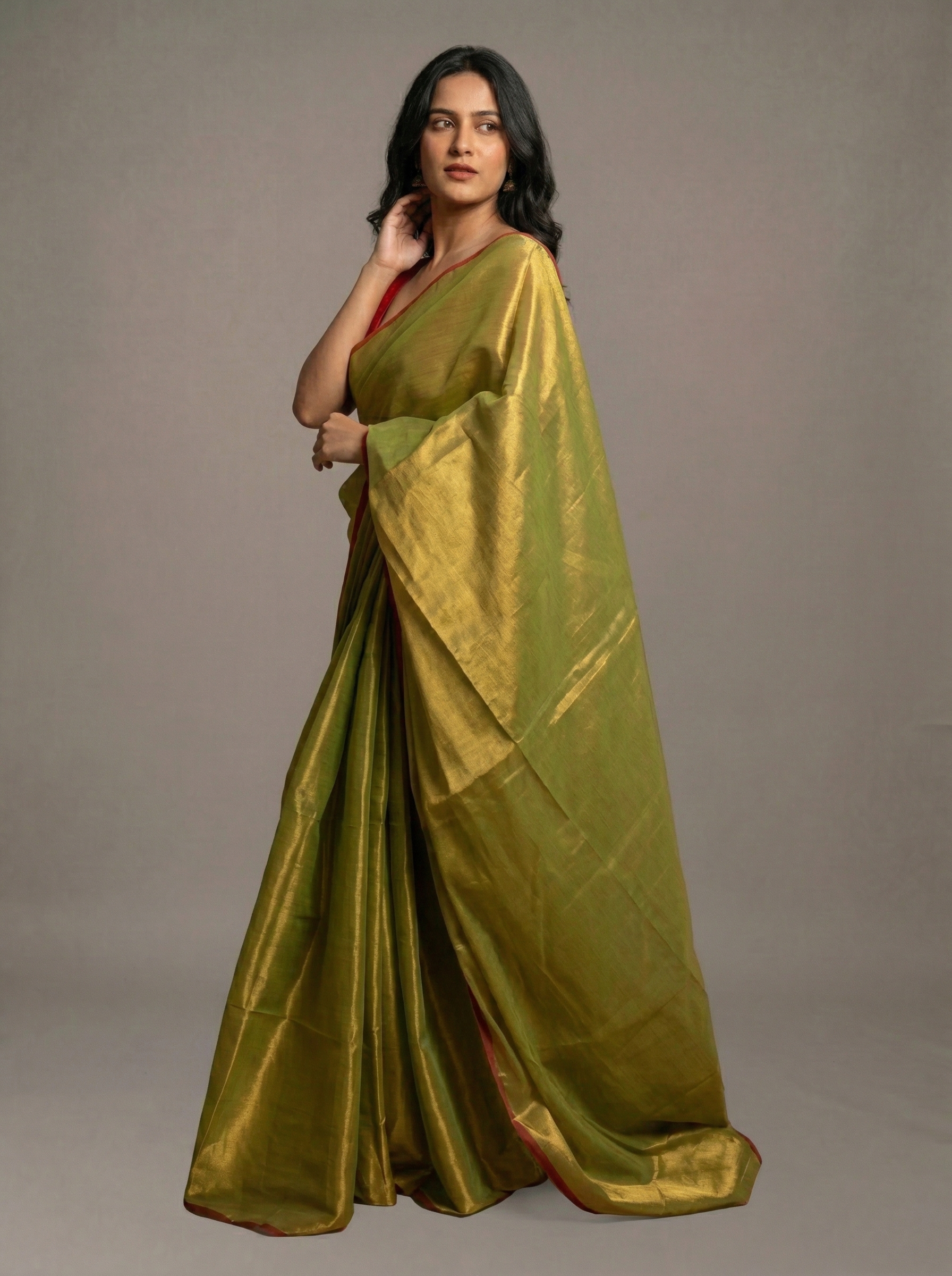 Woven Handloom 100% Pure Raga Tissue Cotton Saree