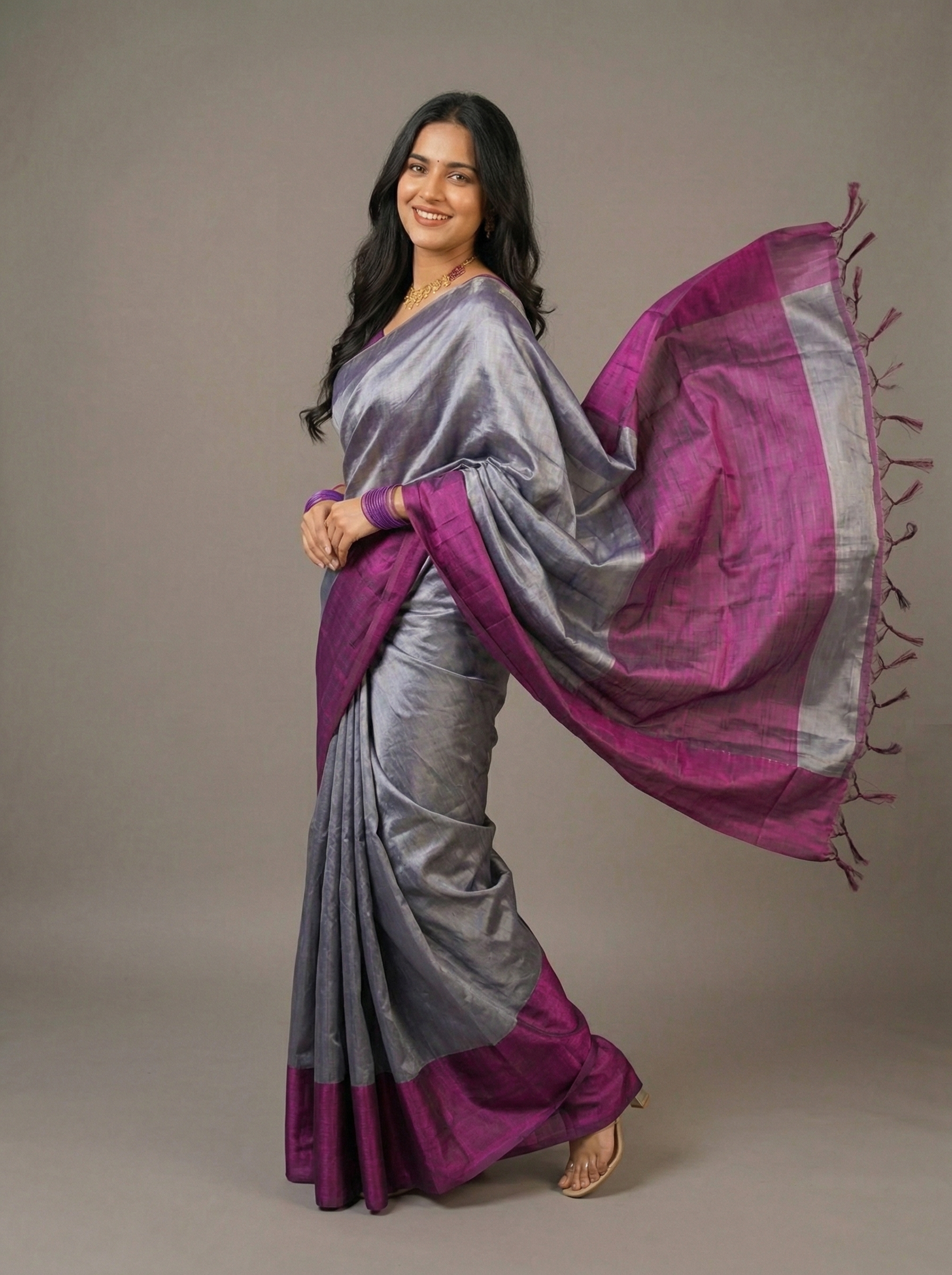 Elegant Handloom Tissue Cotton Saree – Dual Tone Premium Soft Finish