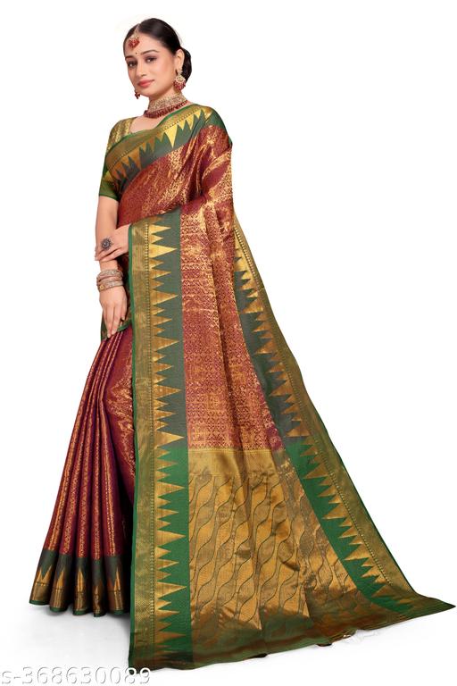 Banarasi silk saree with jacquard blouse - amamestyle