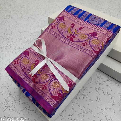 3D Embossed Bridal Pick & Pick Brocade Pattu Silk Saree With Contrast Antique Zari Woven Pallu - amamestyle