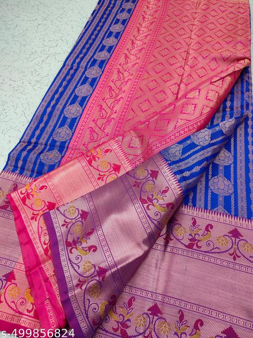 3D Embossed Bridal Pick & Pick Brocade Pattu Silk Saree With Contrast Antique Zari Woven Pallu - amamestyle