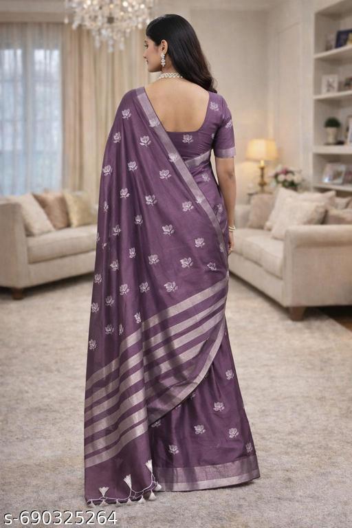 Banarsi Silk Saree With Atterective  Leaf  Embroidery Full work - amamestyle