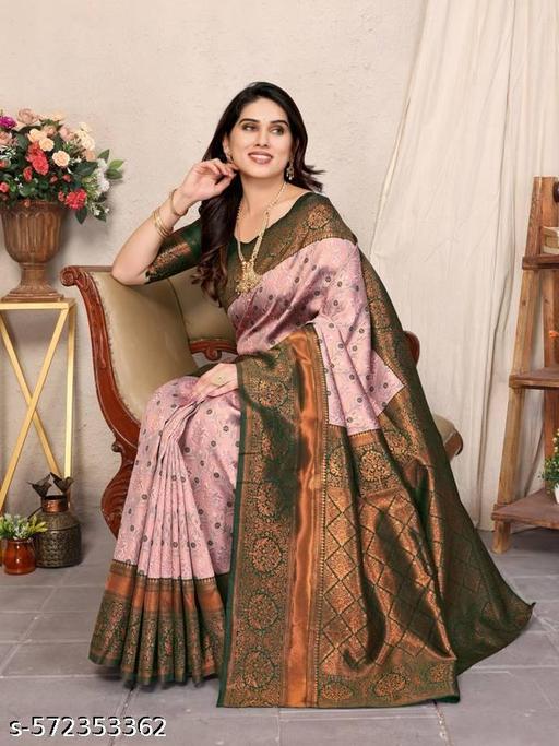 Multi Coloured kanjivaram Silk Saree - amamestyle
