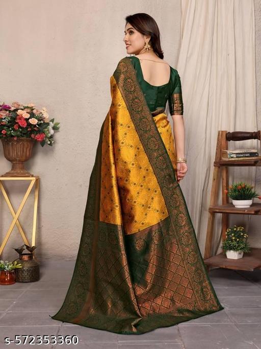 Multi Coloured kanjivaram Silk Saree - amamestyle