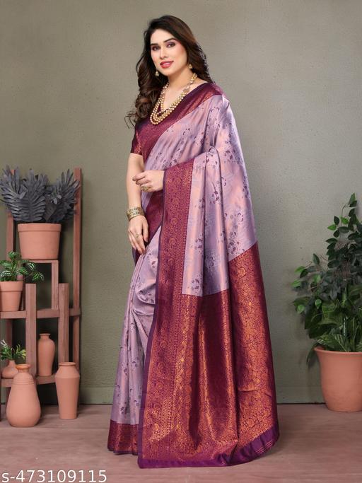 Pure Soft Silk Lightweight Banarasi ( Purple,Wine ) Wedding Bridal Wear Designer Ethnic Saree Available At Low Prices - amamestyle