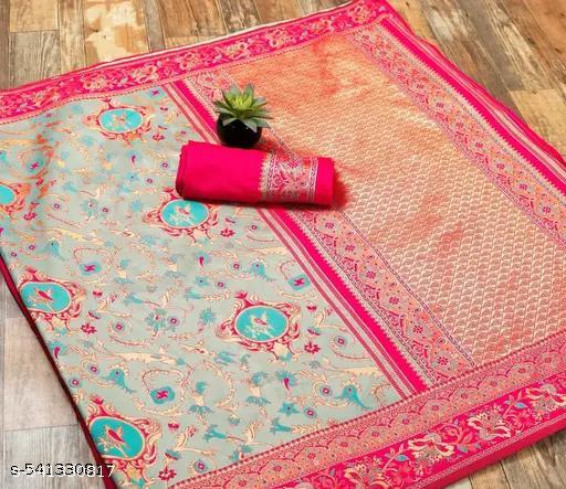 Multi Coloured kanjivaram  Aashtha Silk Saree - amamestyle