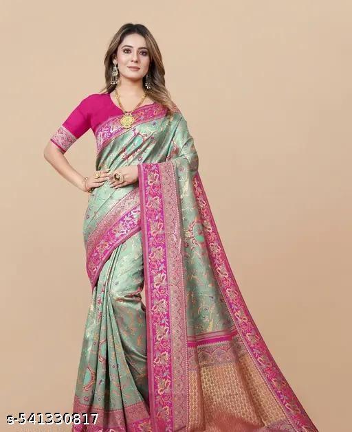 Multi Coloured kanjivaram  Aashtha Silk Saree - amamestyle