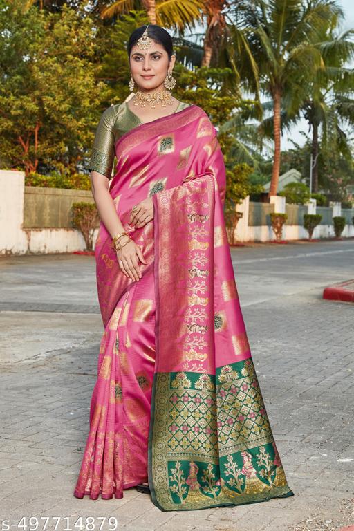 cotton silk jacquard saree with unstitched blouse - amamestyle