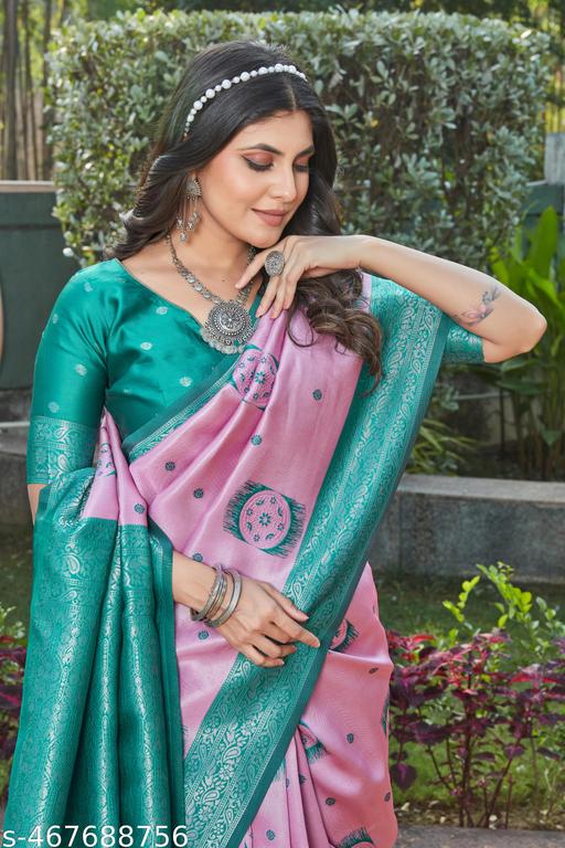 cotton silk jacquard saree with unstitched blouse - amamestyle