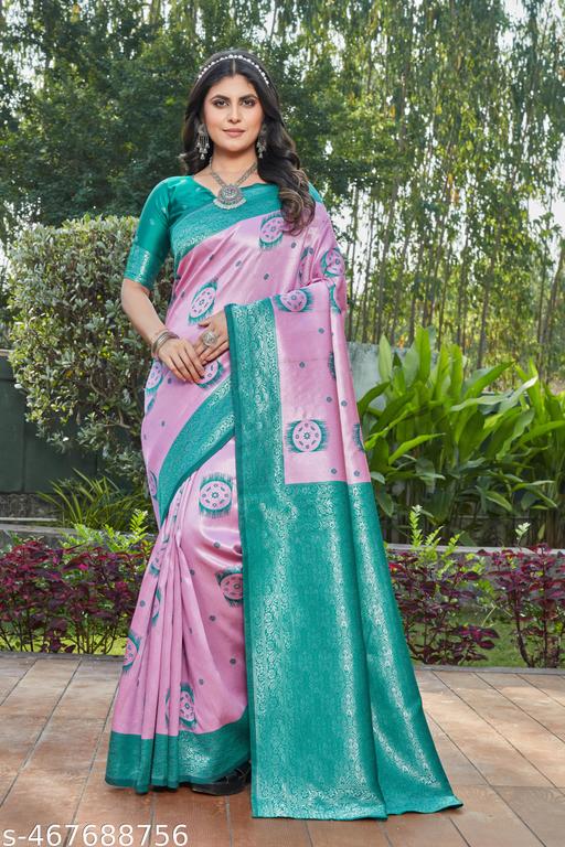 cotton silk jacquard saree with unstitched blouse - amamestyle