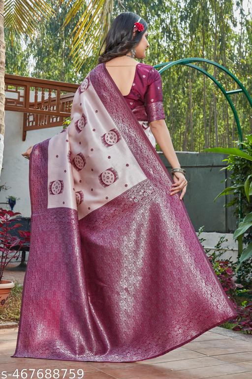 cotton silk jacquard saree with unstitched blouse - amamestyle