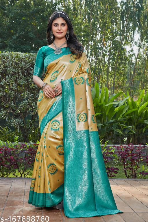 cotton silk jacquard saree with unstitched blouse - amamestyle