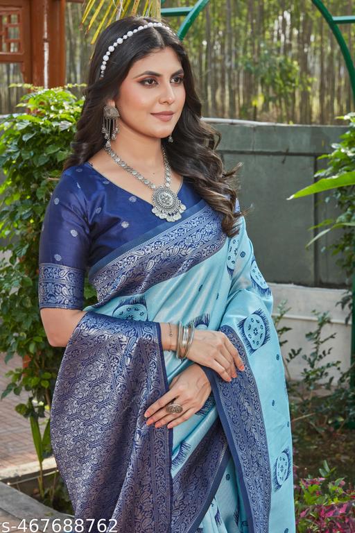 cotton silk jacquard saree with unstitched blouse - amamestyle