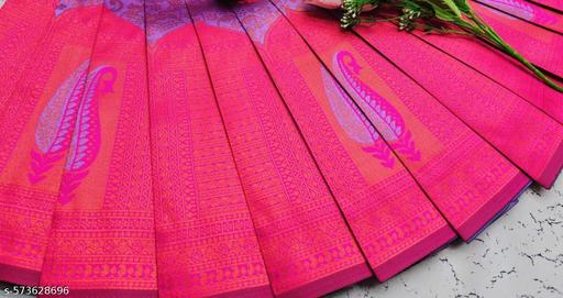 Beautiful Art Silk Jacquard Border Saree With Unstitched Running Blouse For Women Wedding Wear Party - amamestyle