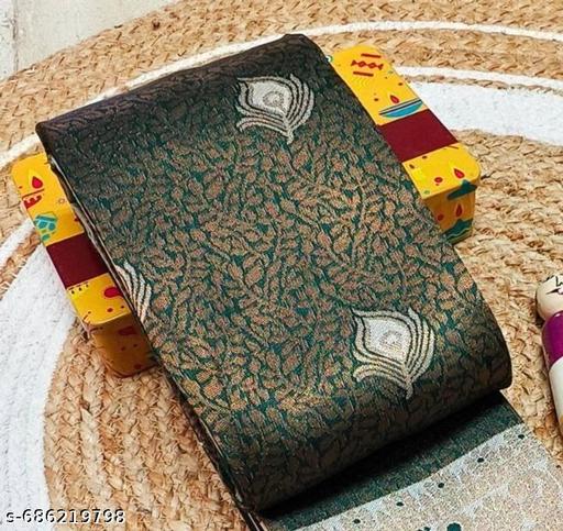 Beautiful Kanjeevaram Silk Big Border Zari Work Woven Sarees with Blouse Piece.. - amamestyle