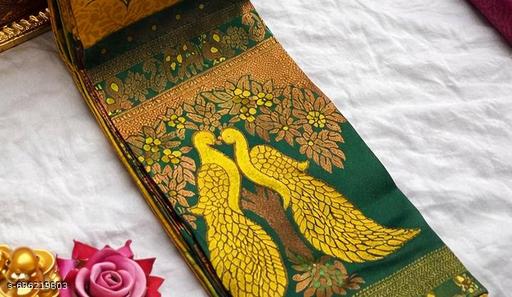 Beautiful Kanjeevaram Silk Big Border Zari Work Woven Sarees with Blouse Piece.. - amamestyle