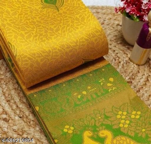 Beautiful Kanjeevaram Silk Big Border Zari Work Woven Sarees with Blouse Piece.. - amamestyle