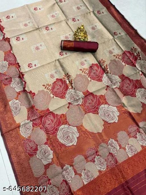 "Jacquard Floral Saree Featuring Artistic Rose Weaves and Trendy Design | Perfect for Festive Occasions" - amamestyle