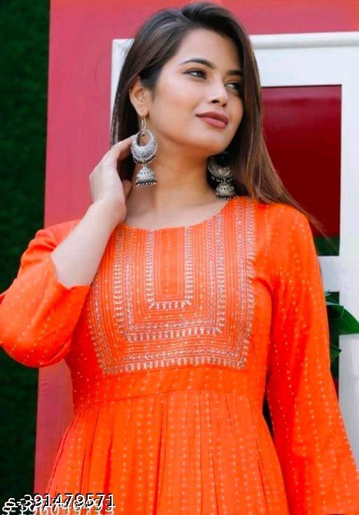 Women Anarkali Kurti with Embroidery n - amamestyle